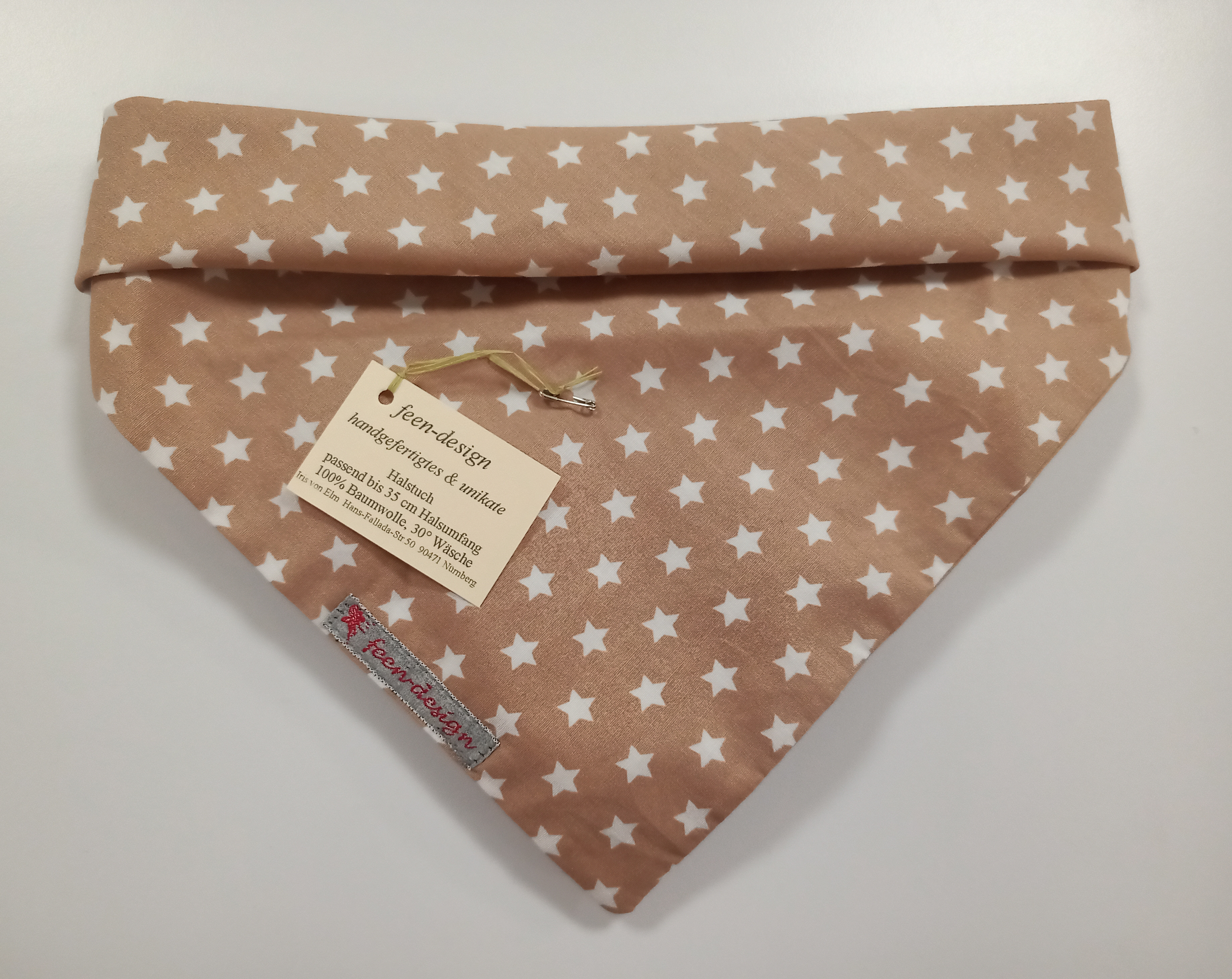 Feen-Design Halstuch für Hunde Sterne, beige-weiß