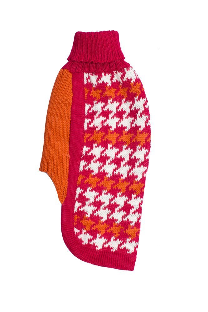 Alqo Wasi Hunde-Pullover Pied de Poule Fuchsia - XS