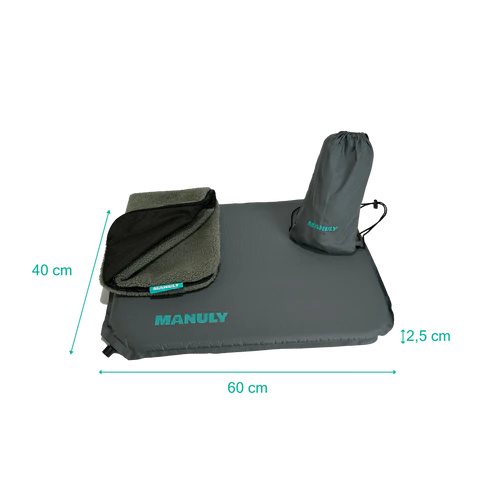 Manuly selbstaufblasende Hundematte Teddyplüsch oliv