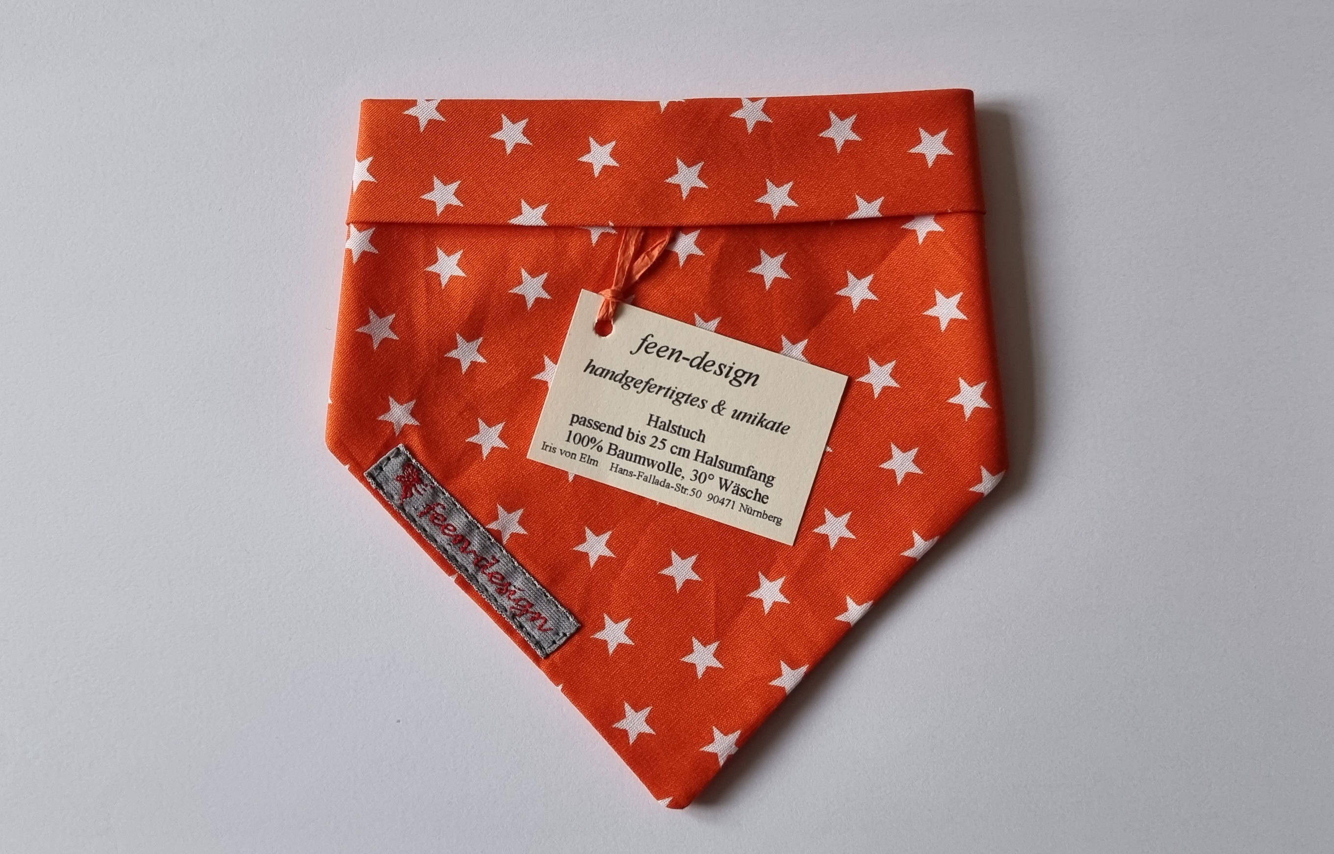 Feen-Design Halstuch für Hunde orange mit weißen Sternen