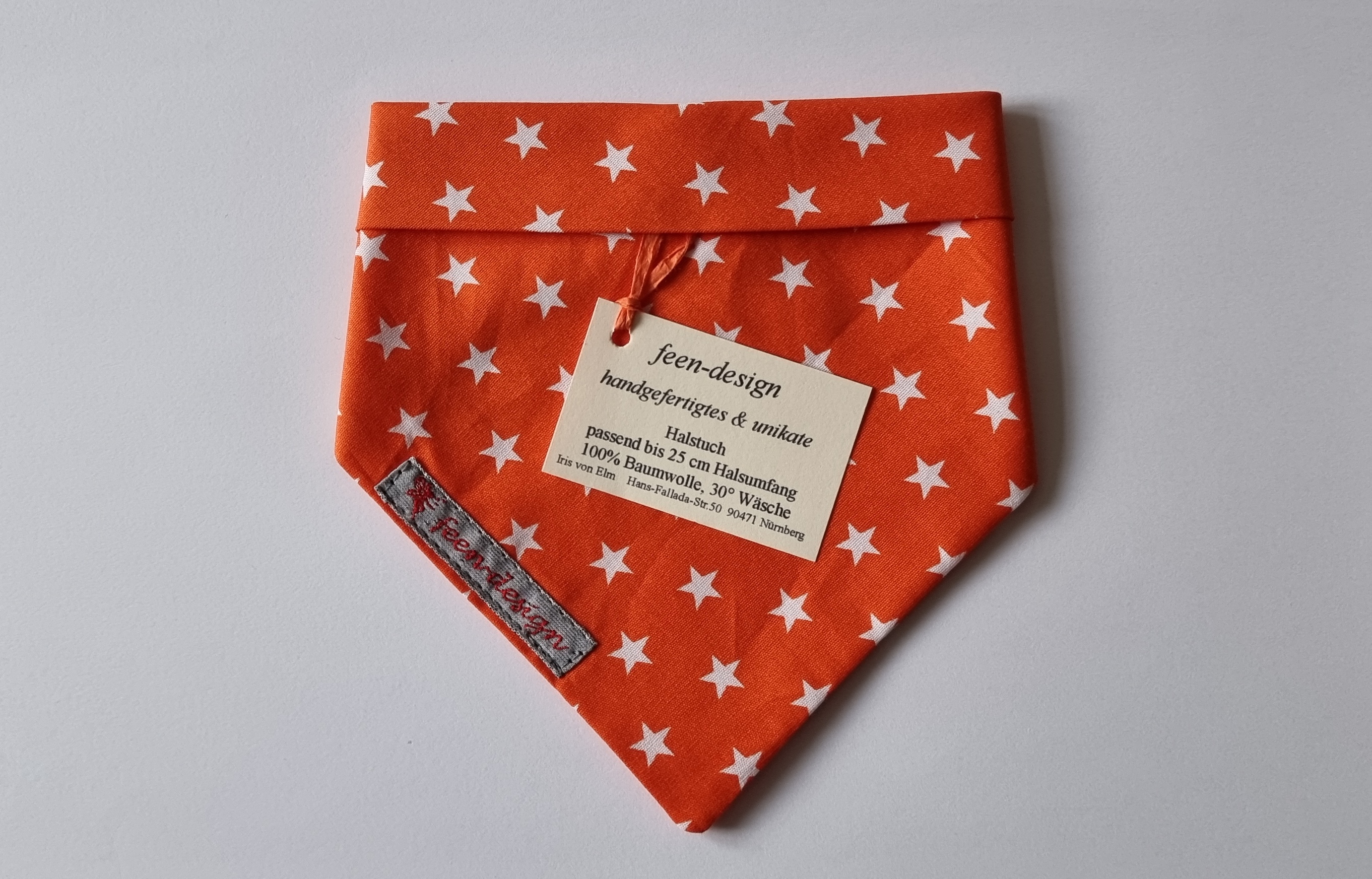 Feen-Design Halstuch für Hunde orange mit weißen Sternen