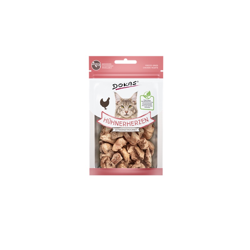 Dokas Cat Snack Hühnerherzen gefriergetrocknet 15g