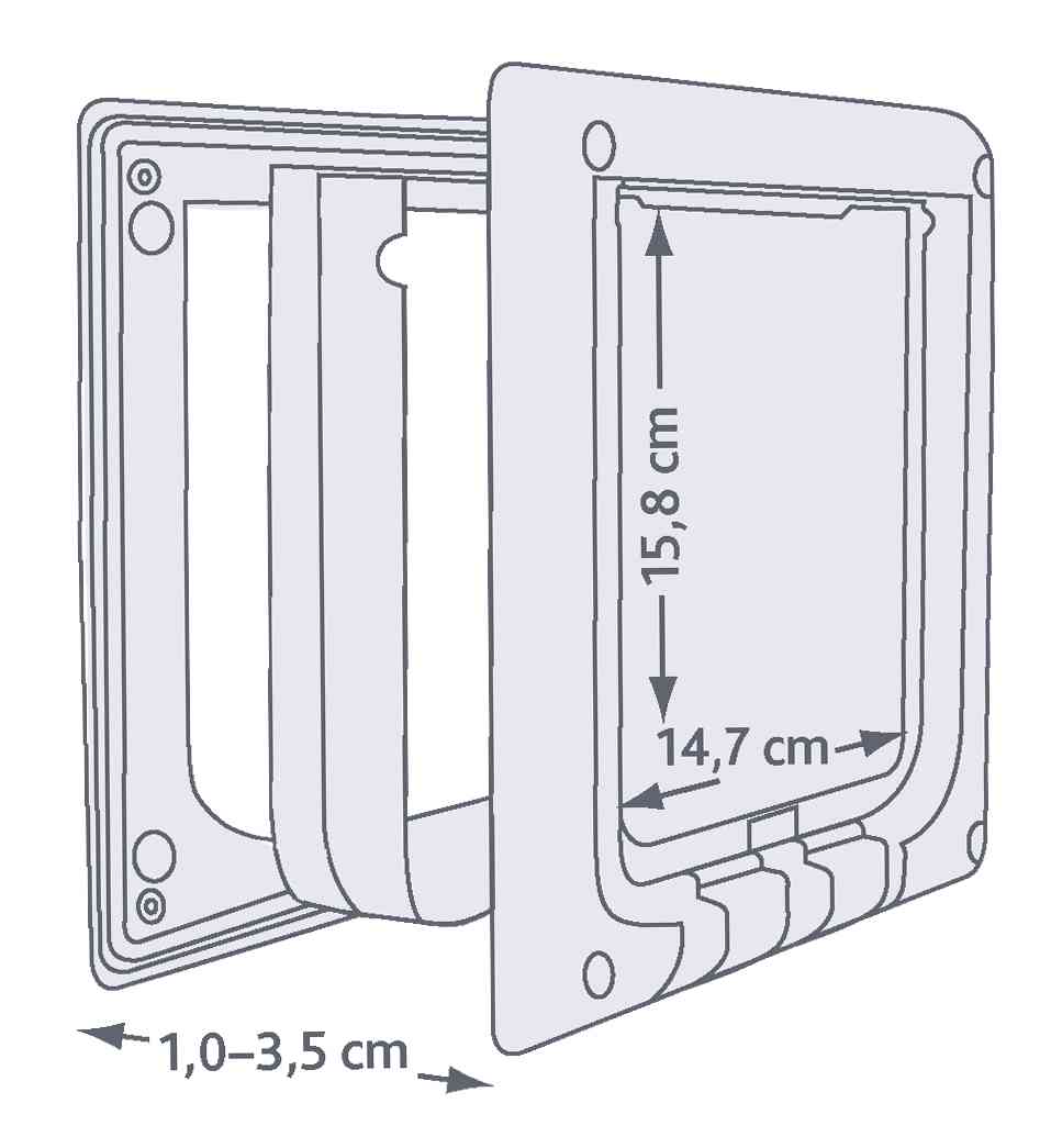 Trixie 4-Wege Freilauftür mit Tunnel XL: 24 × 24cm, weiß