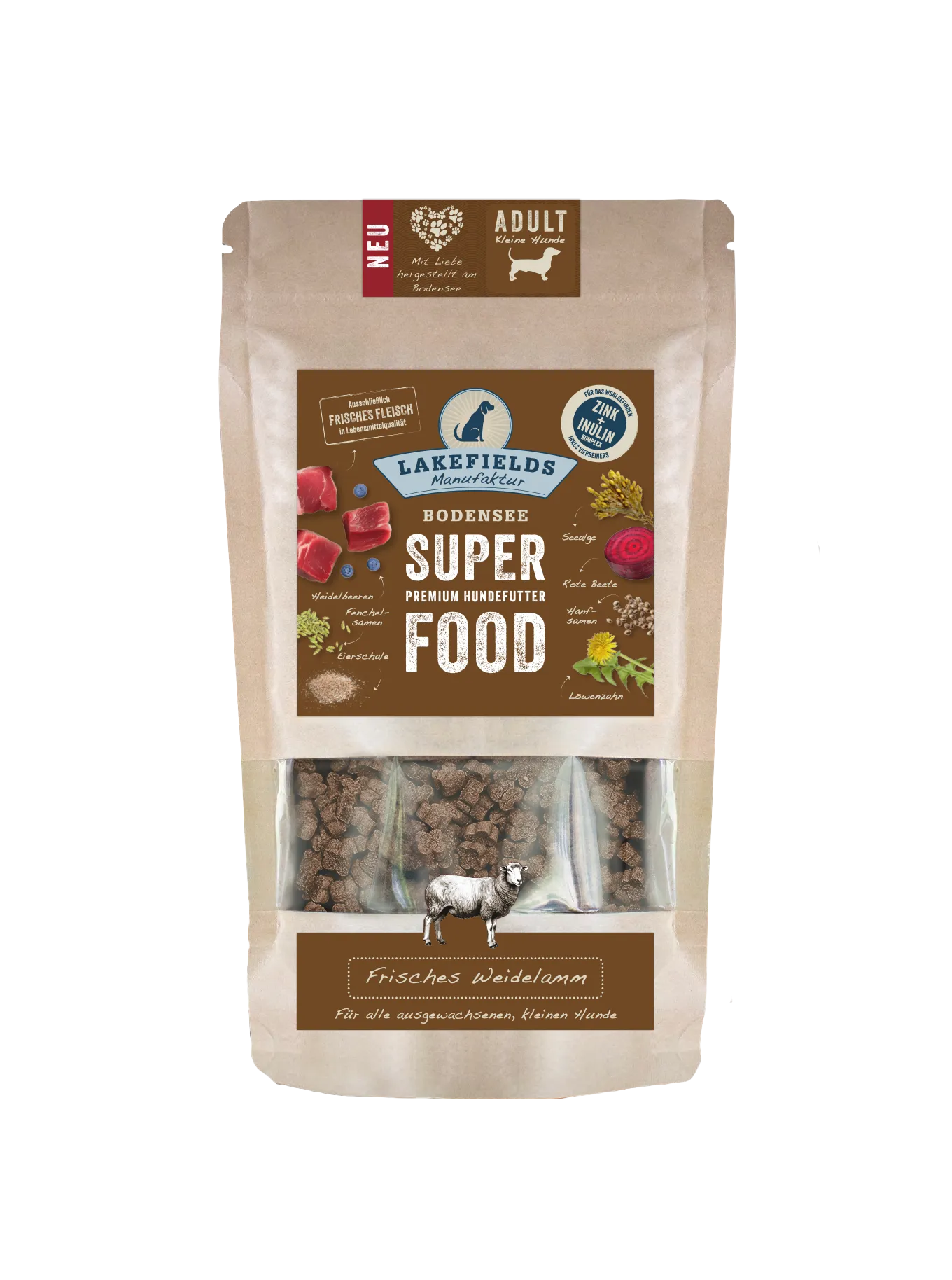 Lakefields Trockenfutter SUPERFOOD Premium Weidelamm FÜR KLEINE HUNDE