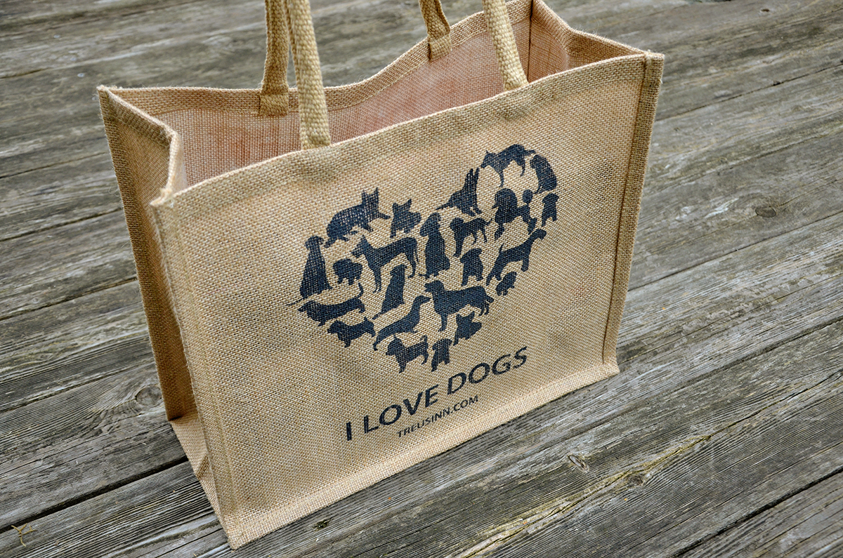 Treusinn Shopper JUTE - I Love Dogs schwarz