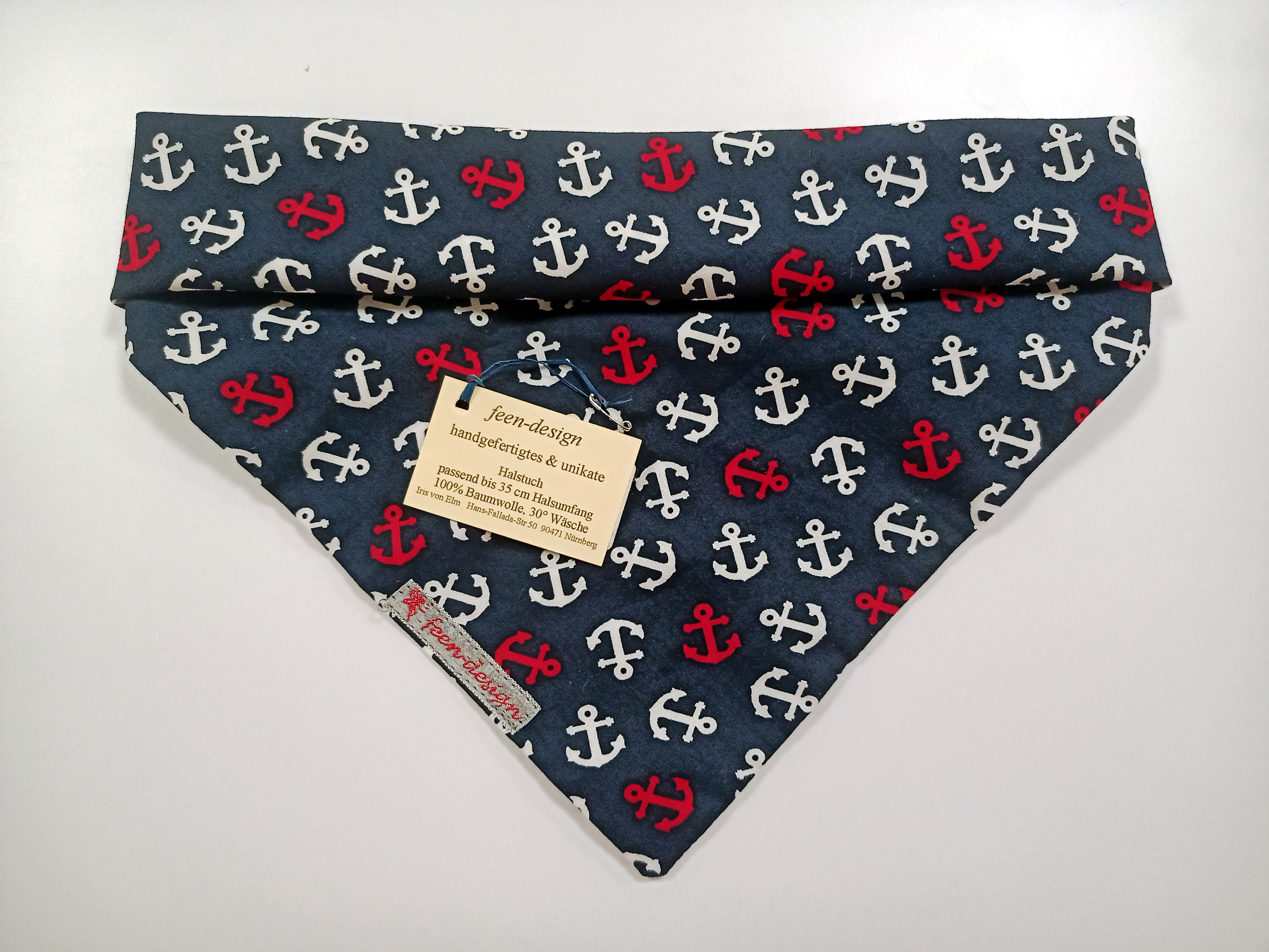Feen-Design Halstuch für Hunde Anker blau-rot-weiß