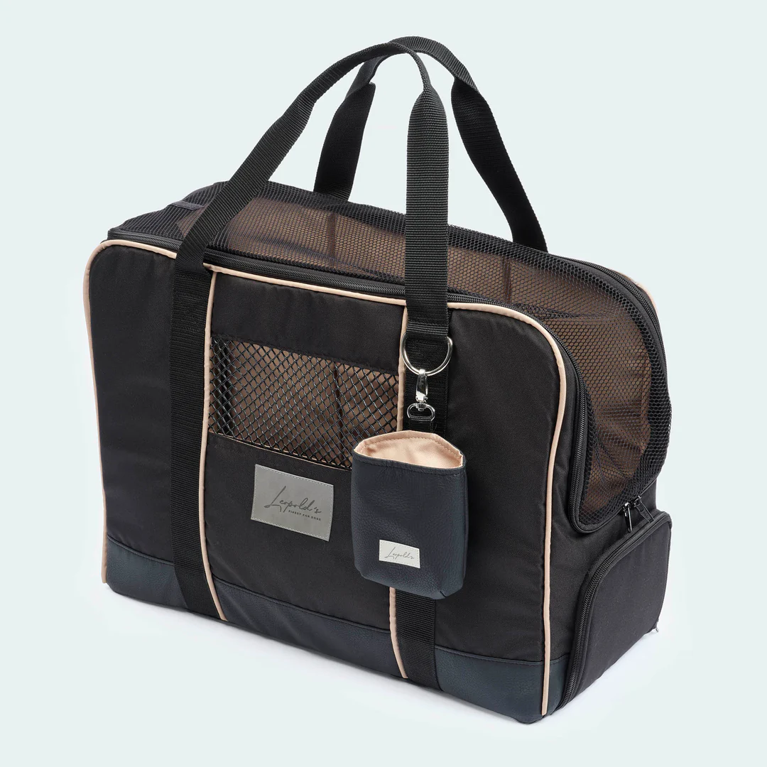 Leopold's Finest Flugtasche für Dackel und kleine Hunde mit orthopädischer Matratze schwarz