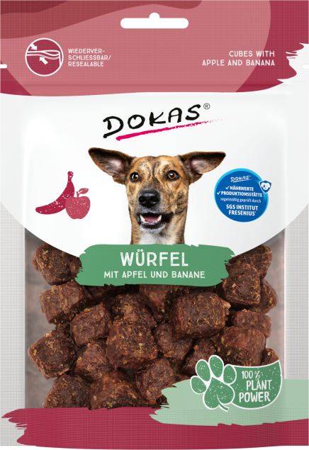 Dokas Dog Snack Würfel mit Apfel & Banane 105g
