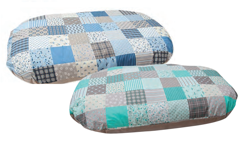 Aumüller Schmusekissen Patchwork Blau/Beige; mit Reißverschluss