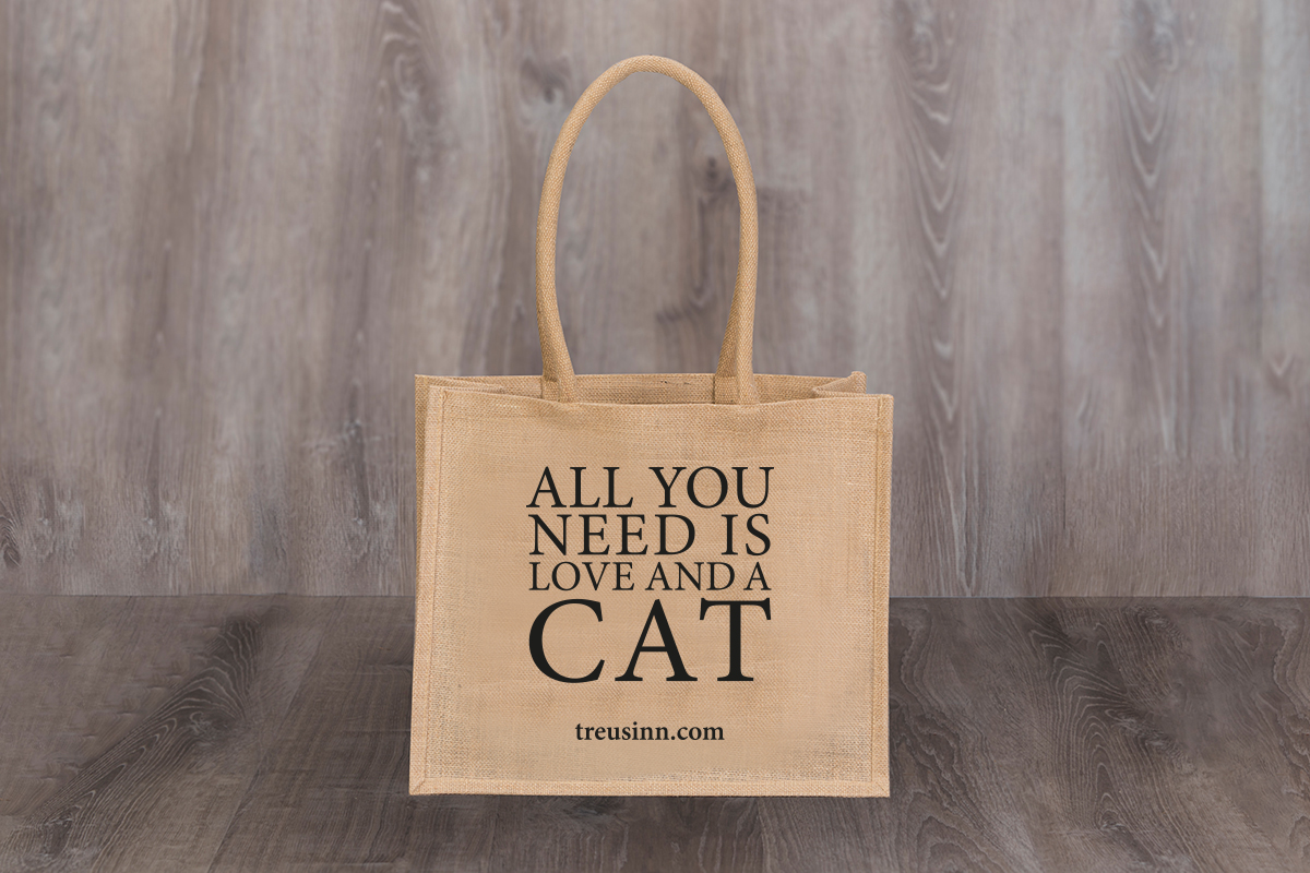 Treusinn Shopper JUTE - All you need - Cat schwarz