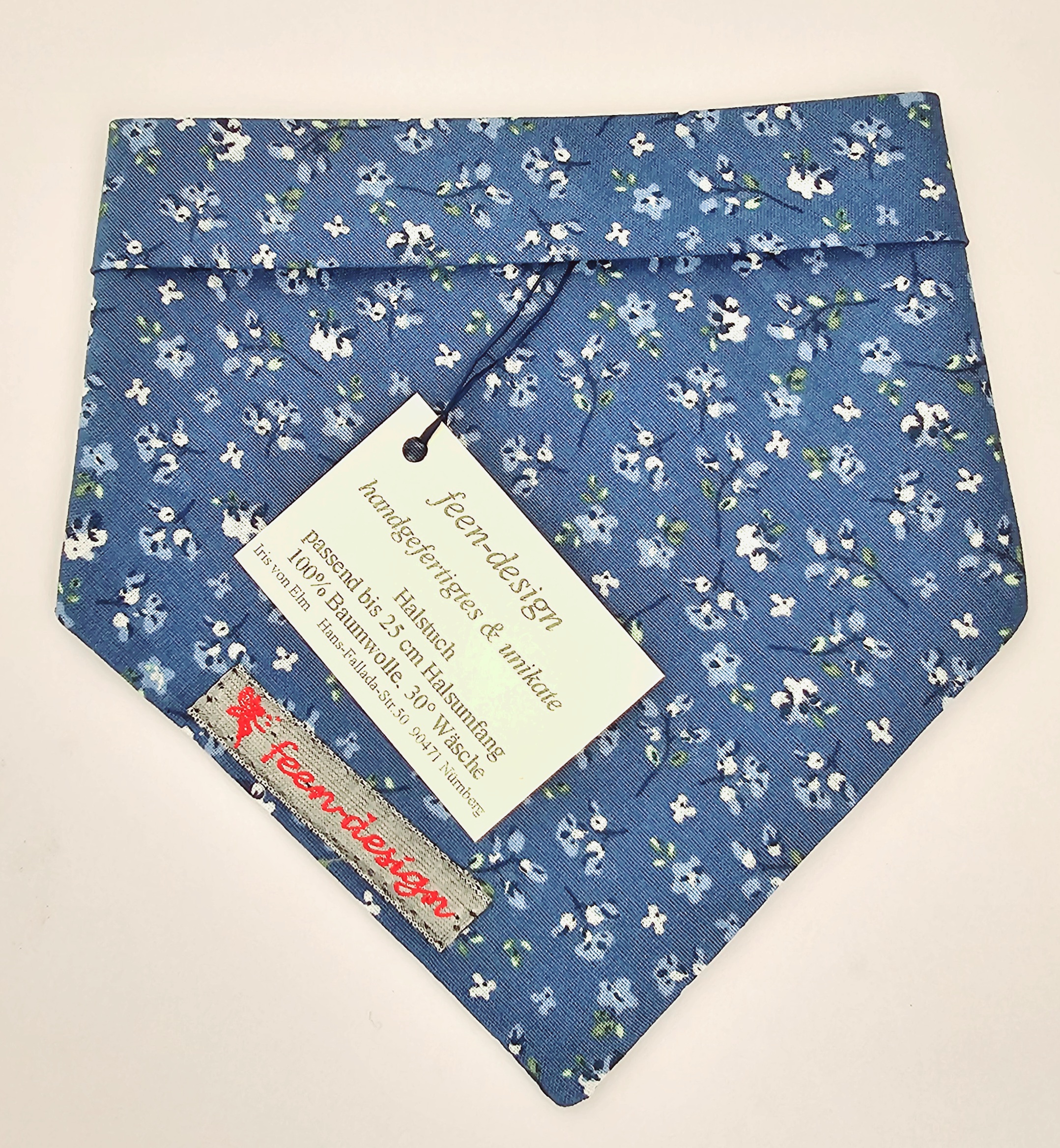 Feen-Design Halstuch für Hunde blau mit Streublumen