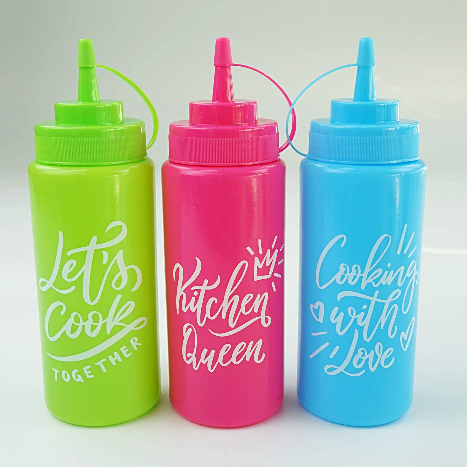 Collory Backmatte Quetschflasche 3er Set (pink+türkis+grün)