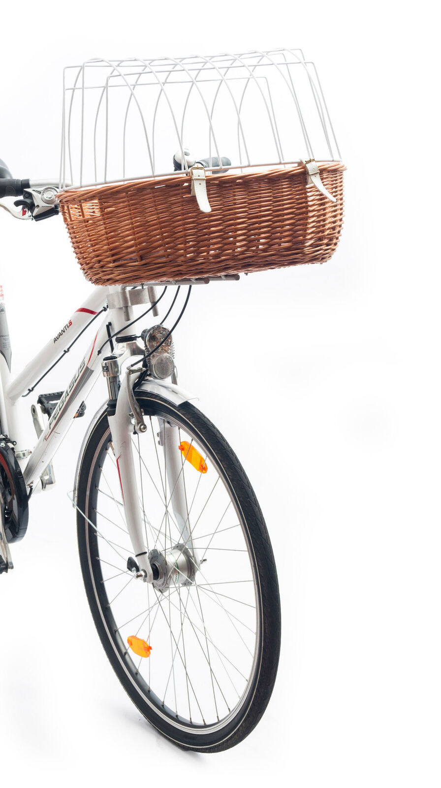 Aumüller Fahrradkorb Steuerkopfmontage E-Bike fähig 52x38x18/40cm gesottene Weide
