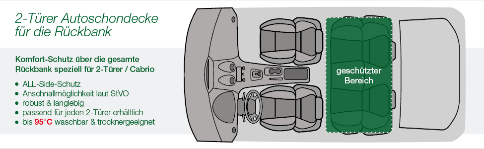 Autoschondecke für zwei Rücksitze von DOCTOR BARK in schwarz –  waschbar bei 95°C
