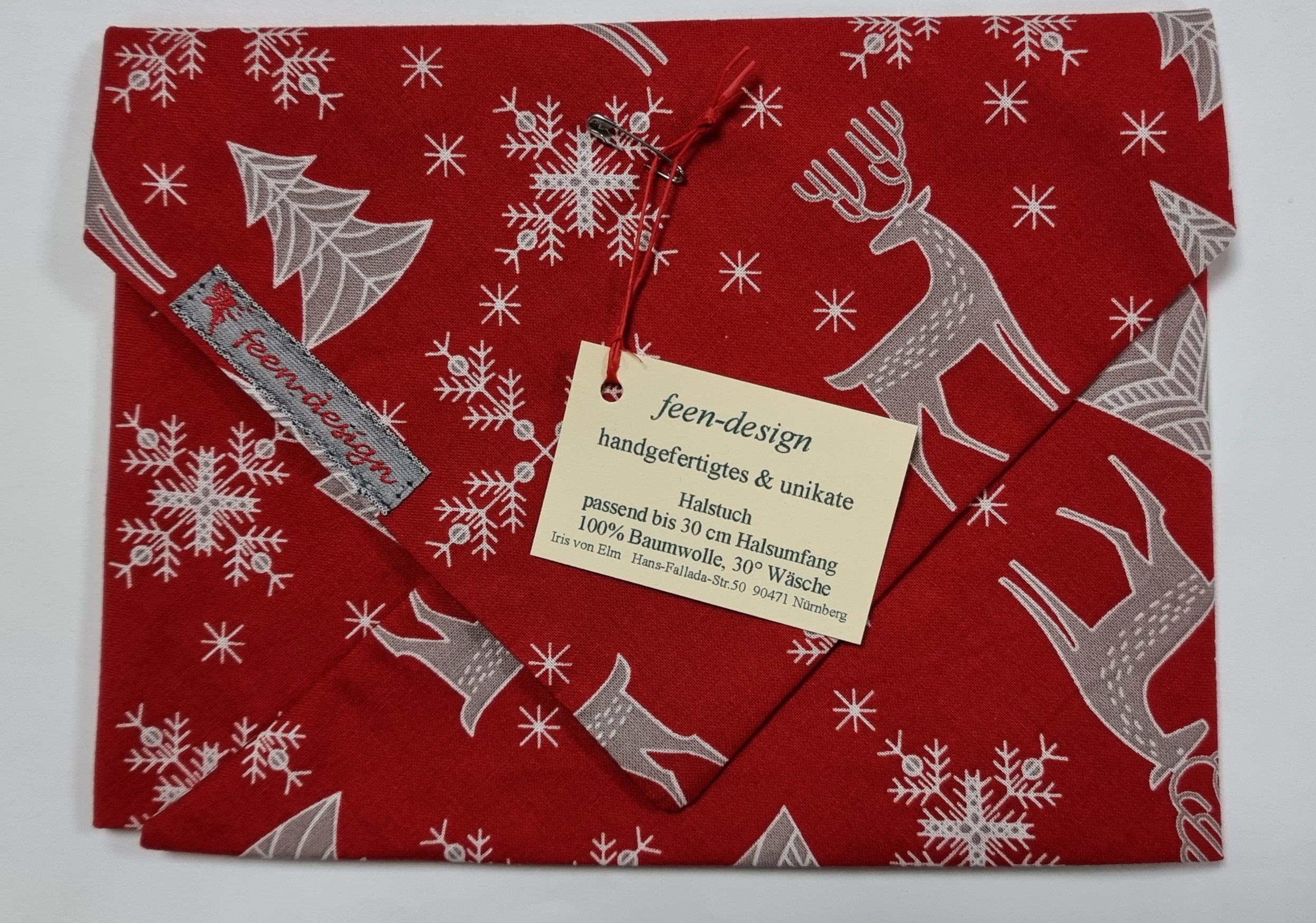 Feen-Design Halstuch für Hunde Weihnachtsmotiv Hirsch rot