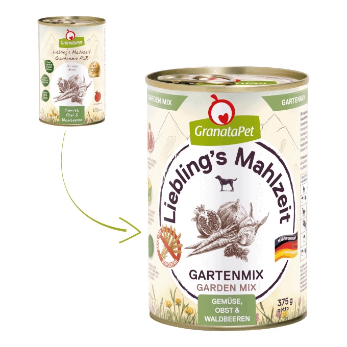 GranataPet Gartenmix PUR 375g Gemüse, Obst, Waldbeeren Ergänzungsfuttermittel