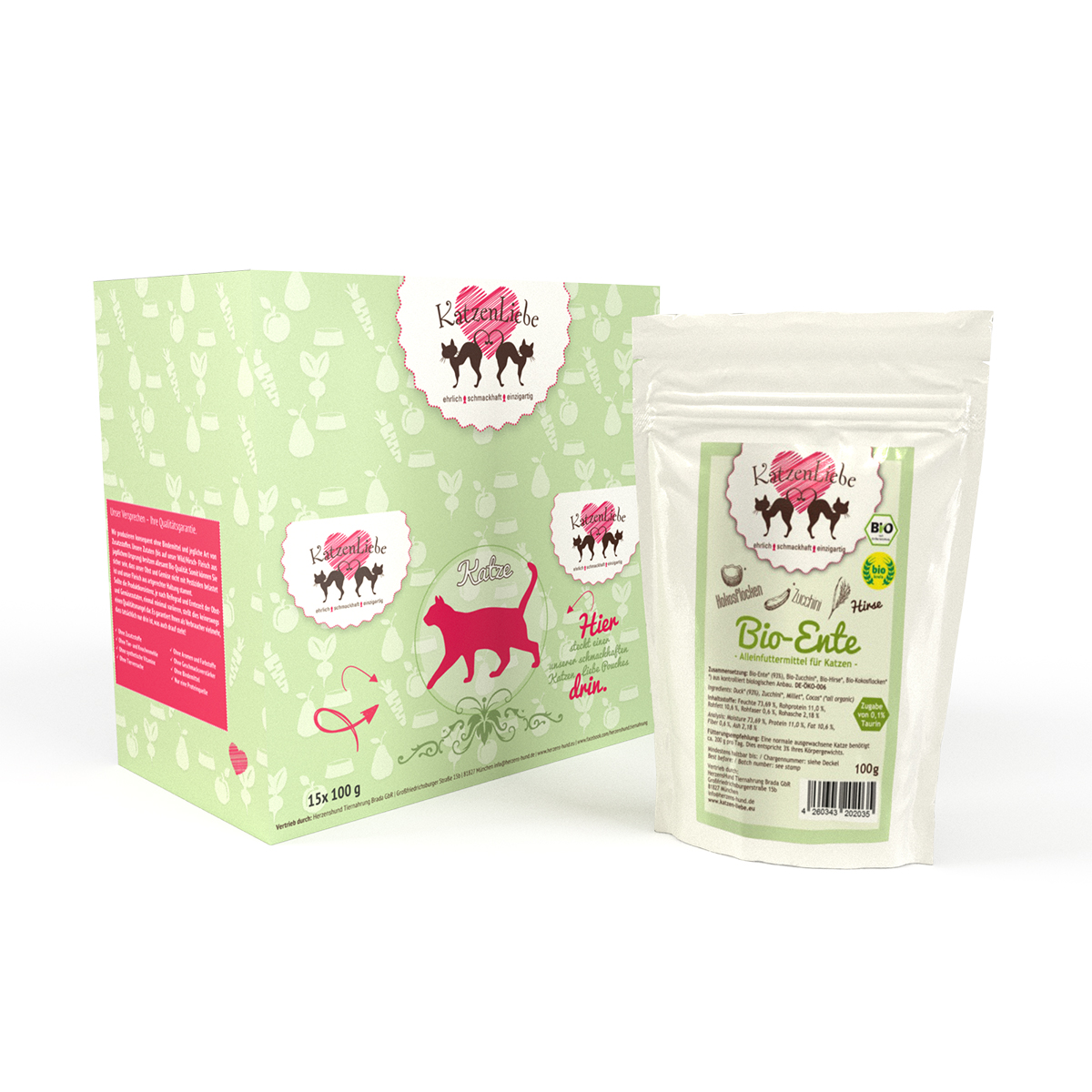 Katzenliebe Bio-Menü - 100g Pouchbeutel