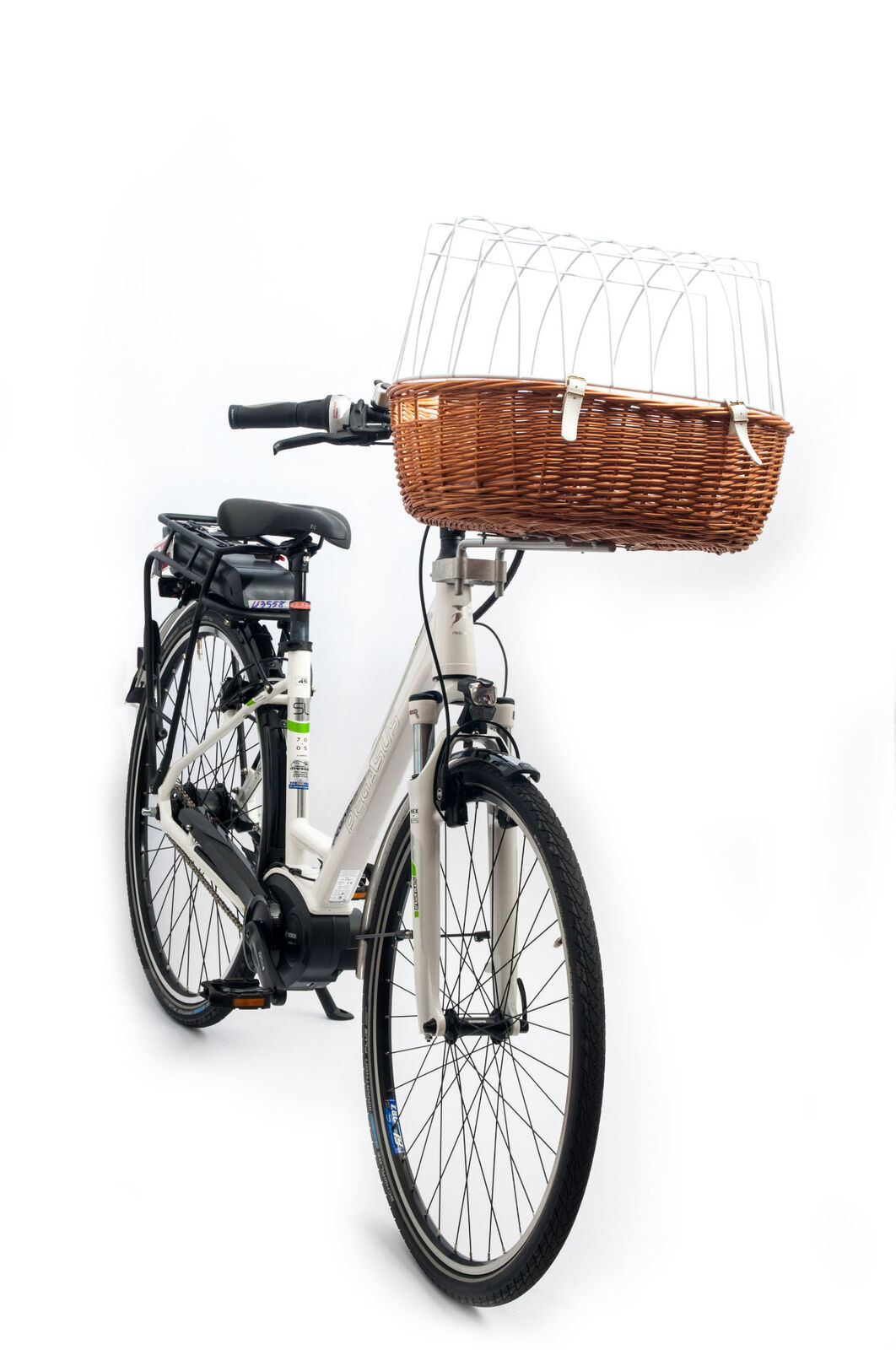 Aumüller Fahrradkorb Steuerkopfmontage E-Bike fähig 52x38x18/40cm gesottene Weide