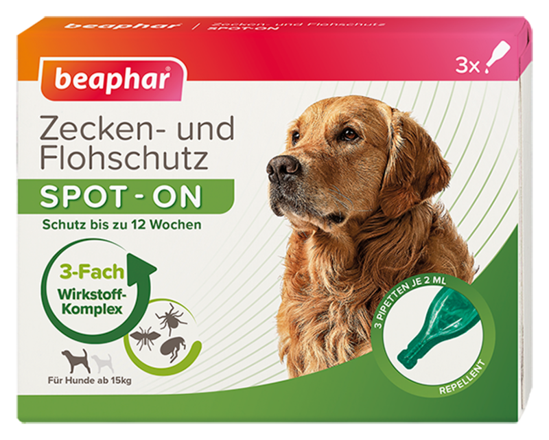 Beaphar Zecken- und Flohschutz SPOT-ON 3x2ml für große Hunde (ab 15 kg)