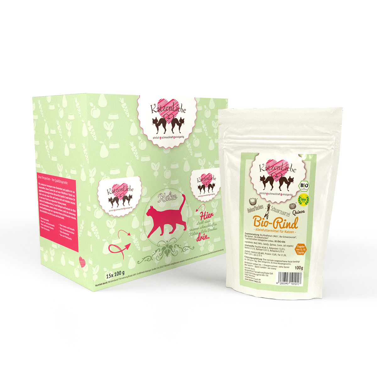 Katzenliebe Bio-Menü - 100g Pouchbeutel