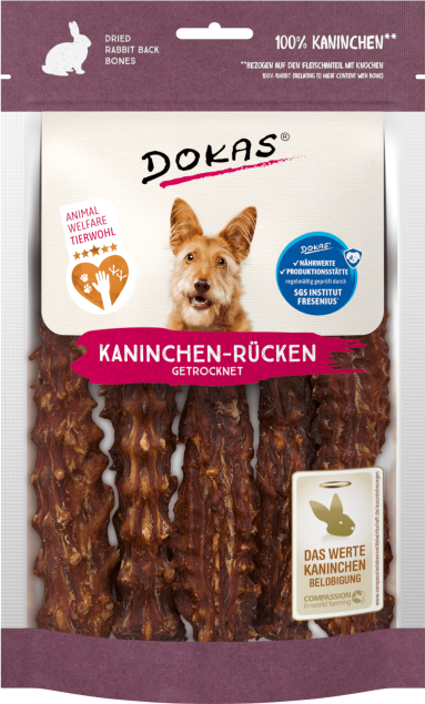 Dokas Dog Snack Kaninchen-Rcken - Tierwohl Haltung 120g | 510387-00