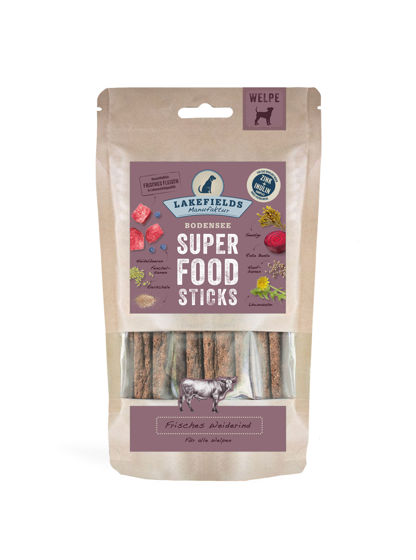 Lakefields SUPERFOOD Premium Sticks FÜR WELPEN 130g