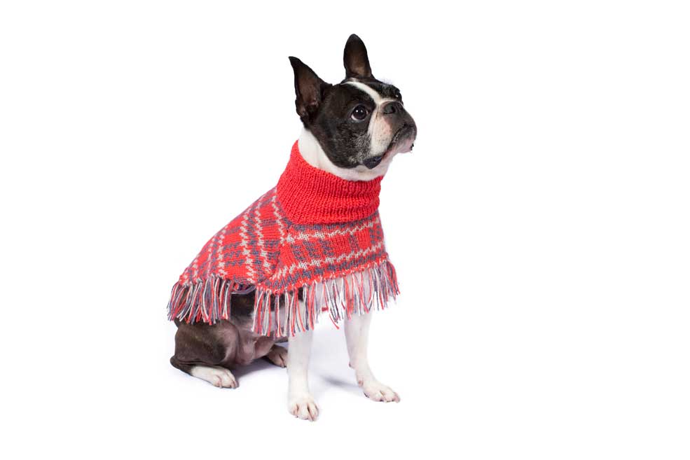 Alqo Wasi Hunde-Pullover Poncho Plaid Coral XS