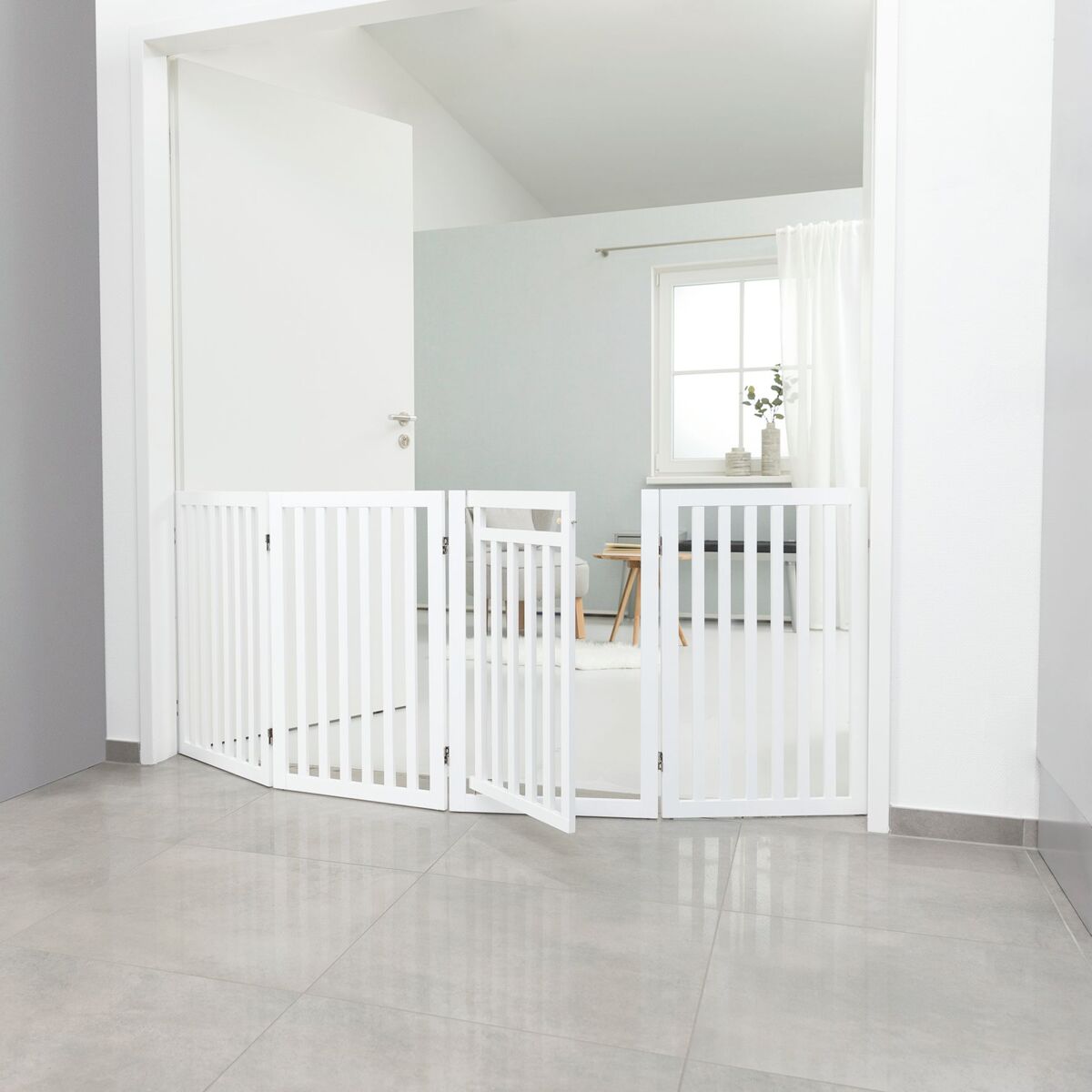 Trixie Absperrgitter mit Tür, MDF, 4-teilig 60–160 × 81 cm, weiß Trixie Absperrgitter mit Tür, MDF, 4-teilig 60–160 × 81 cm, weiß