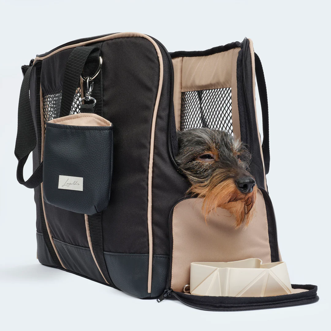 Leopold's Finest Flugtasche für Dackel und kleine Hunde mit orthopädischer Matratze schwarz