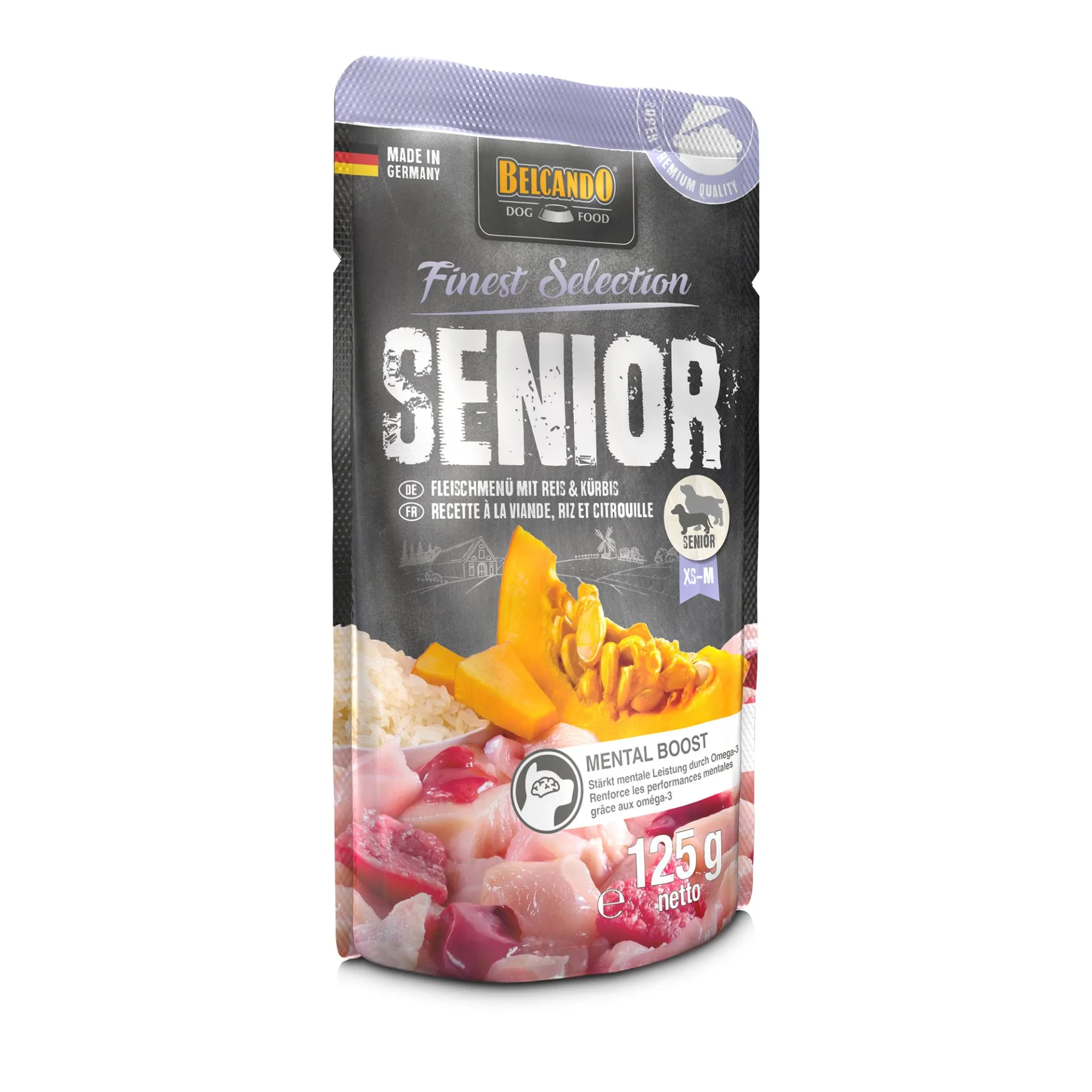Belcando Frischebeutel Senior Fleischmenü mit Reis & Kürbis 125g