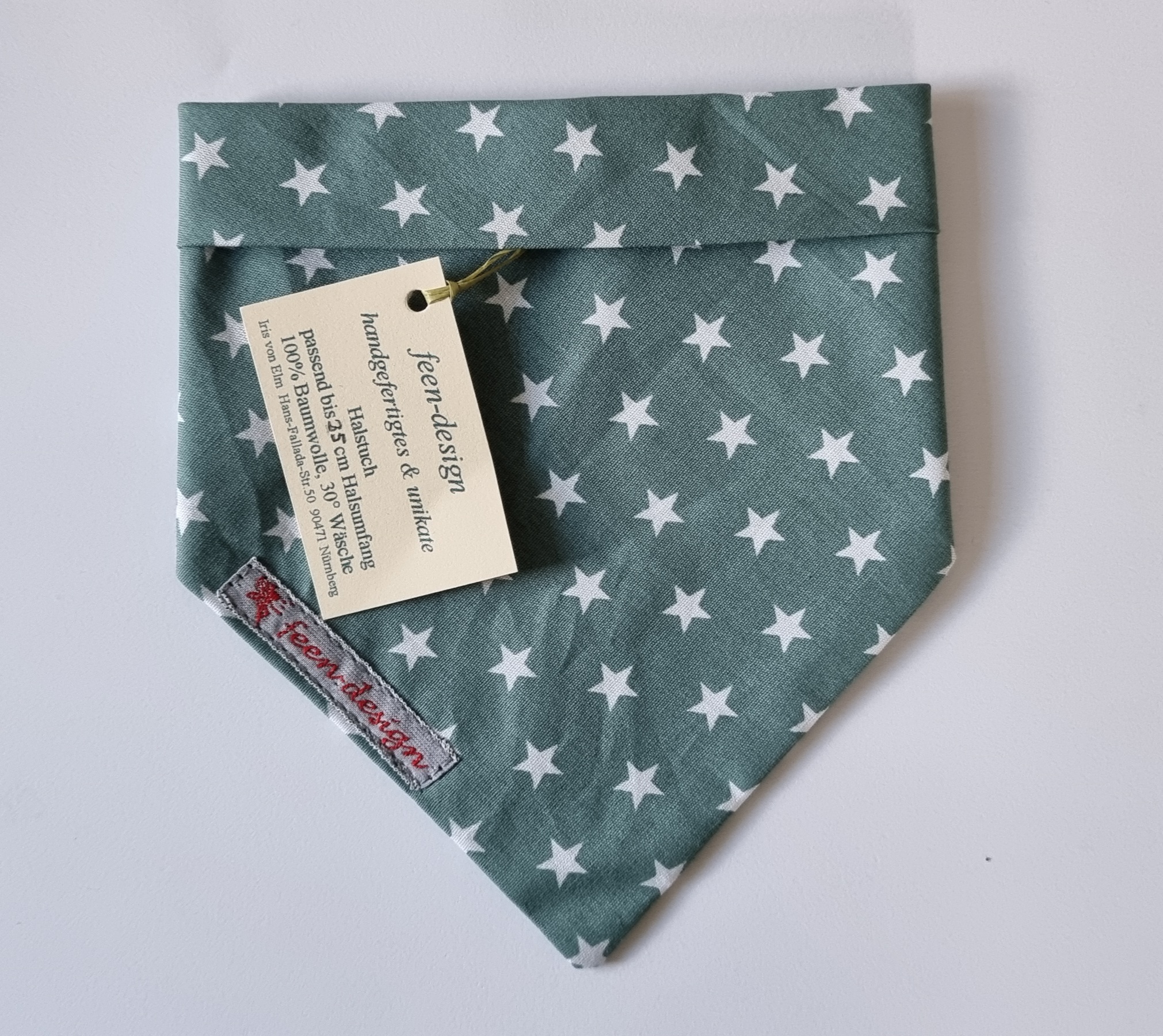 Feen-Design Halstuch für Hunde petrol mit weißen Sternen
