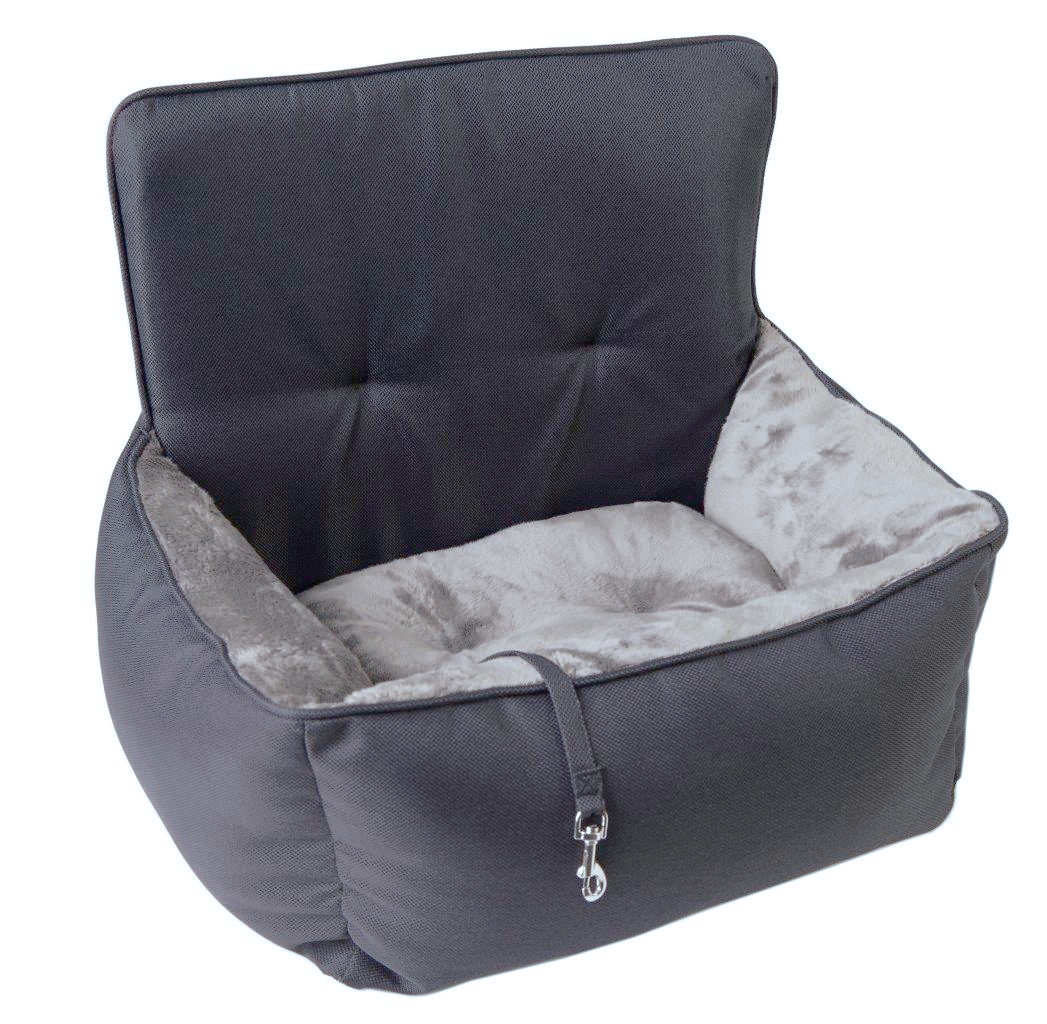 Lebon Hundebett Siggi mit Gurt zur Befestigung im Auto - schwarz/grau 60x40x50cm