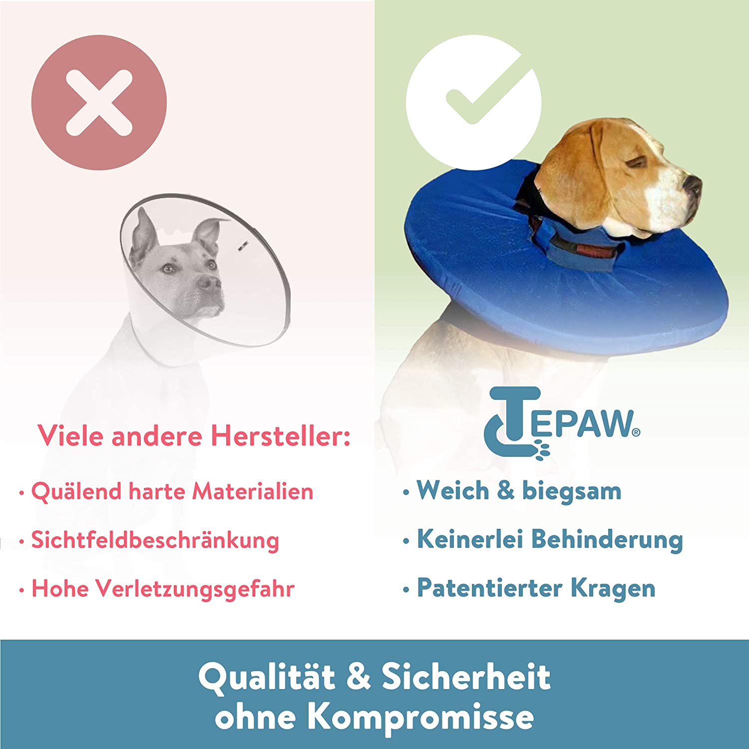 Tepaw Halskragen für Hunde blau