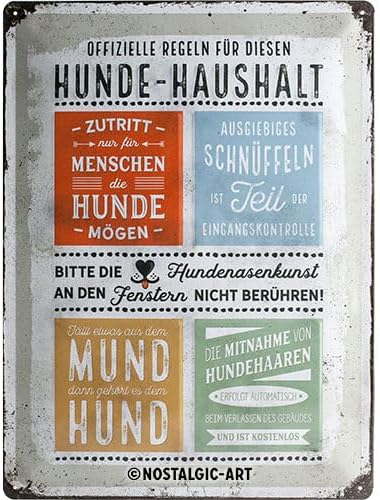 Nostalgic-Art Blechschild 30 x 40 cm PfotenSchild - Hunde-Haushalt Regeln