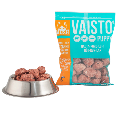 MUSH B.A.R.F Vaisto® PUPPY Rind-Rentier-Lachs (eisblau) 800g