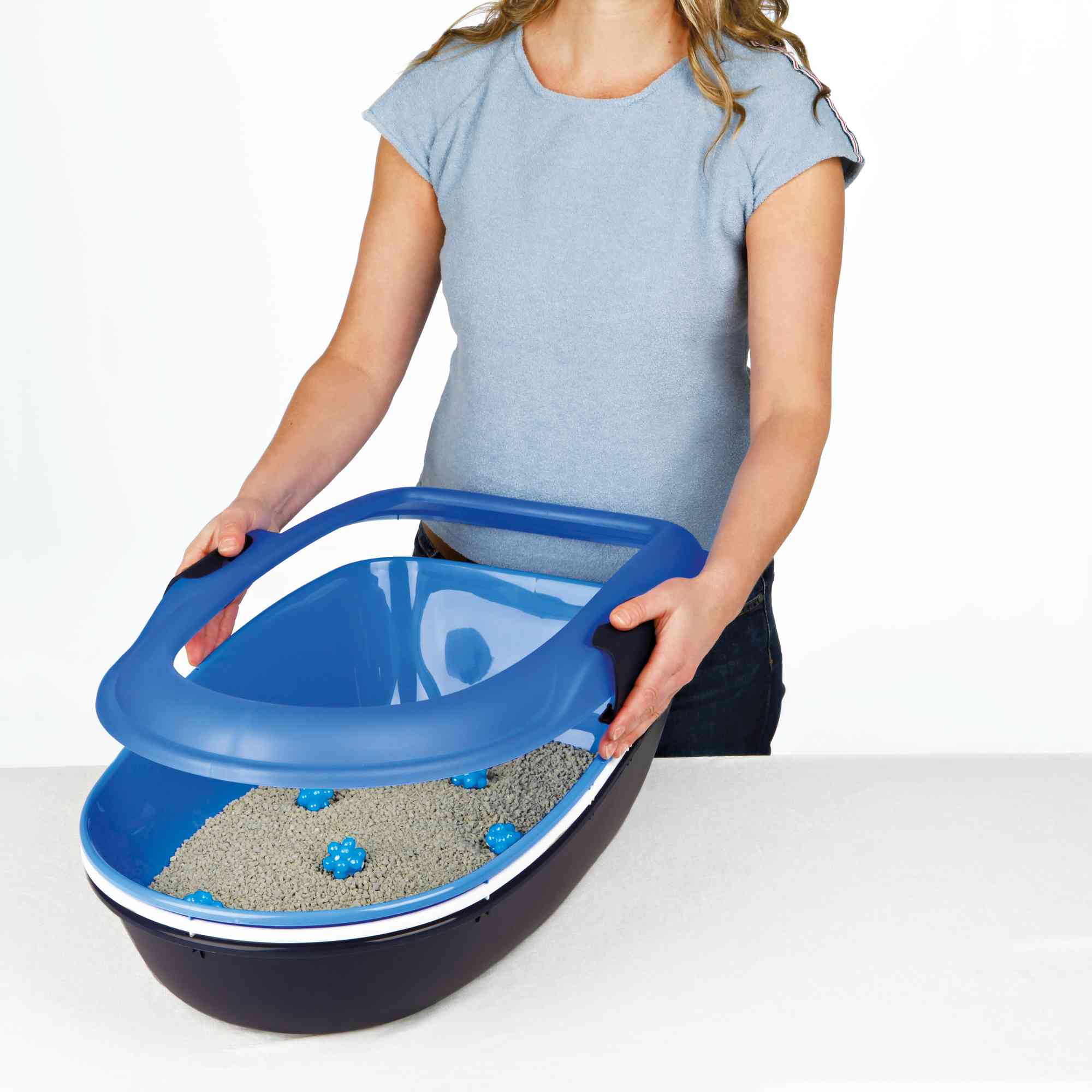 Trixie Katzentoilette Berto, mit Trennsystem 39 × 22 × 59cm, blau/dunkelblau/granit