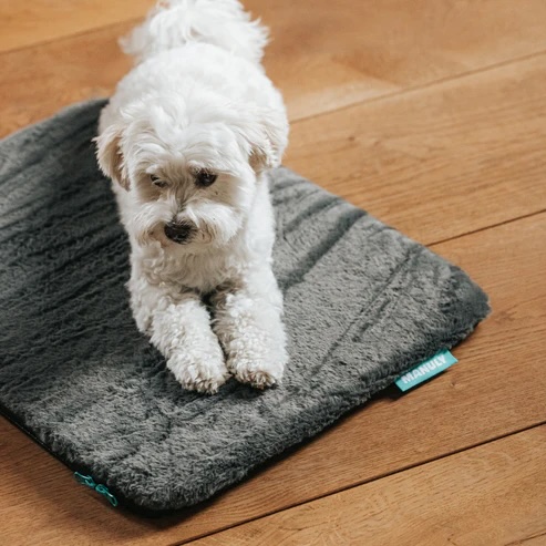 Manuly selbstaufblasende Hundematte Langhaarplüsch anthrazit