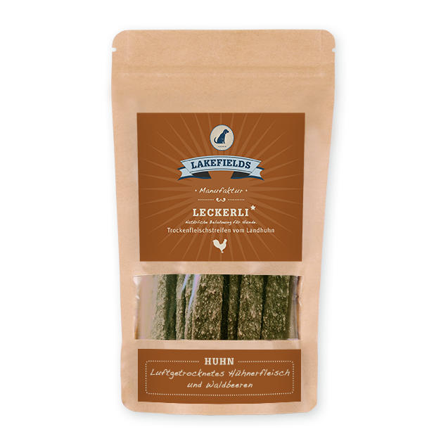 Lakefields Trockenfleischstreifen Landhuhn 150g