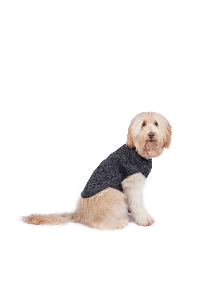 Alqo Wasi Hunde-Pullover Diamond Cable knit Charcoal