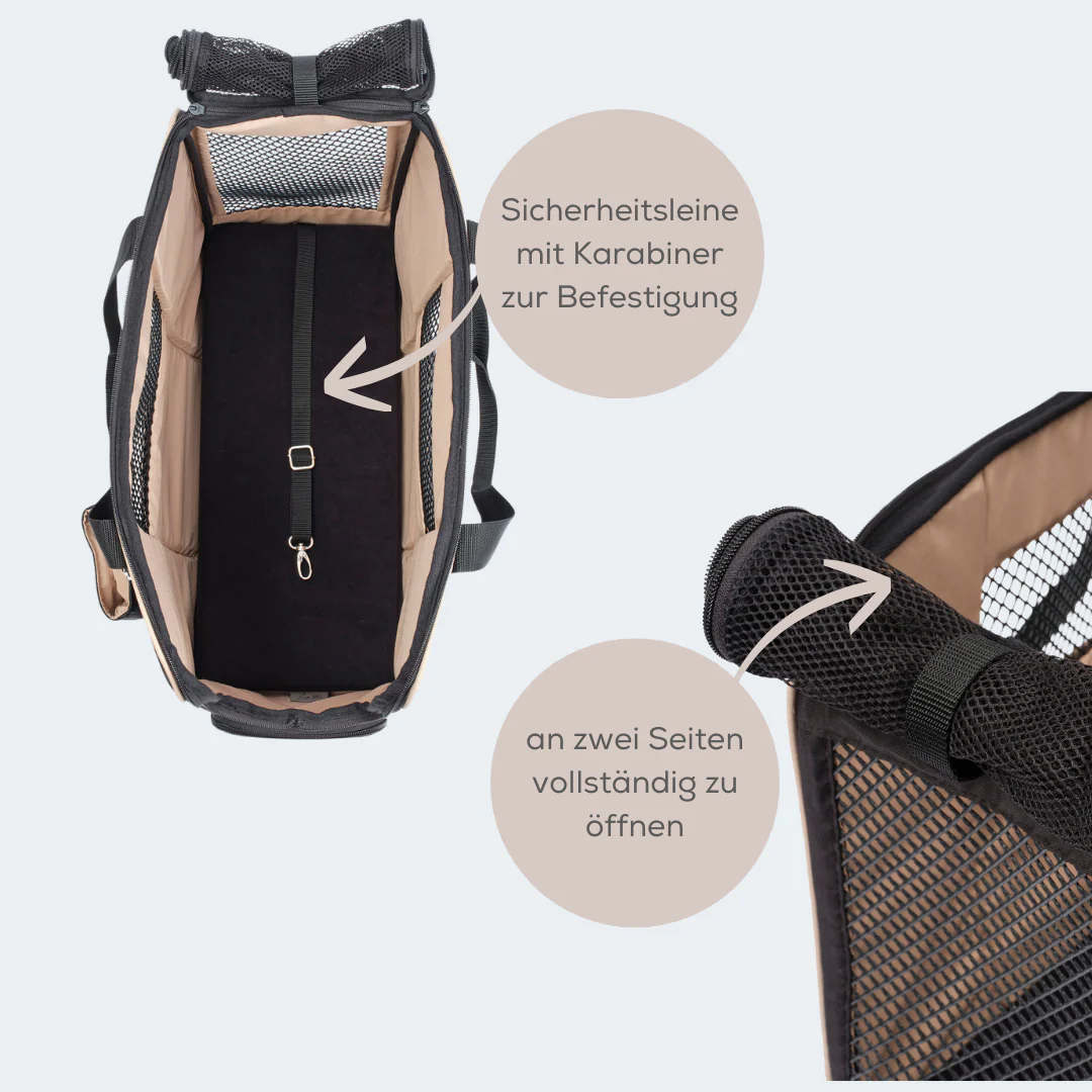 Leopold's Finest Flugtasche für Dackel und kleine Hunde mit orthopädischer Matratze schwarz