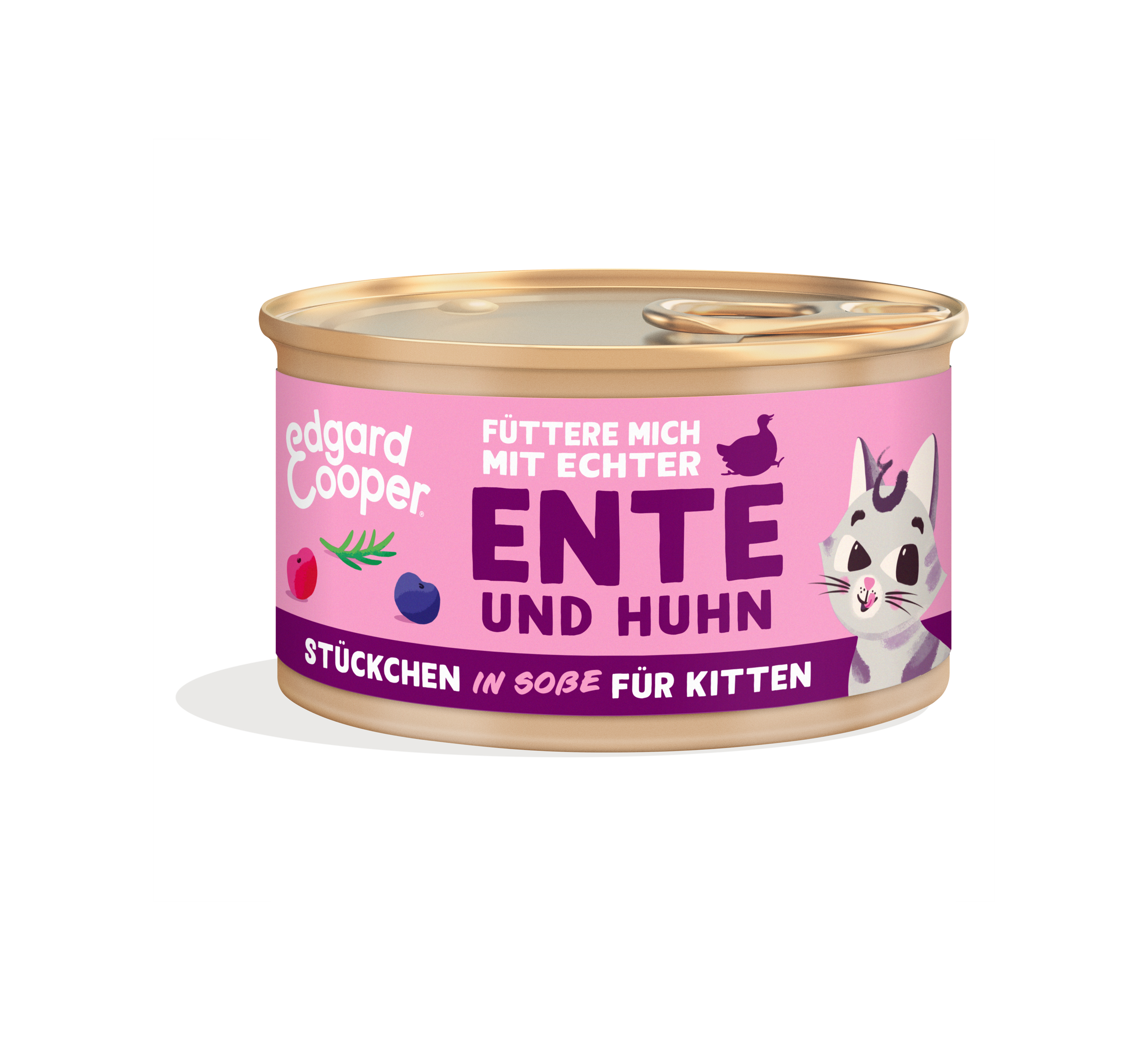 Edgard & Cooper KITTEN Stückchen in Sauce (Dose) Freilaufente und Freilaufhuhn mit Blaubeeren 85g