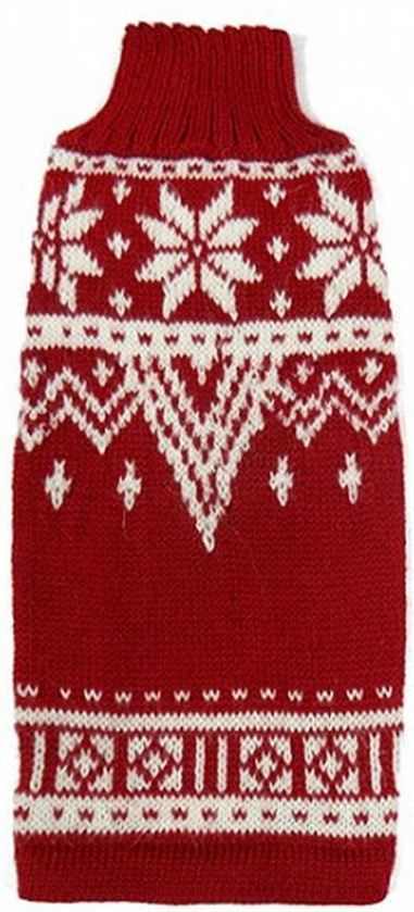 Alqo Wasi Hunde-Pullover Red White Snowflake L