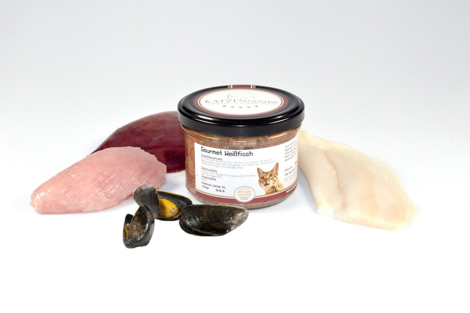 Katzengenuss Gourmet Menü Weißfisch + Grünlippmuscheln 200g