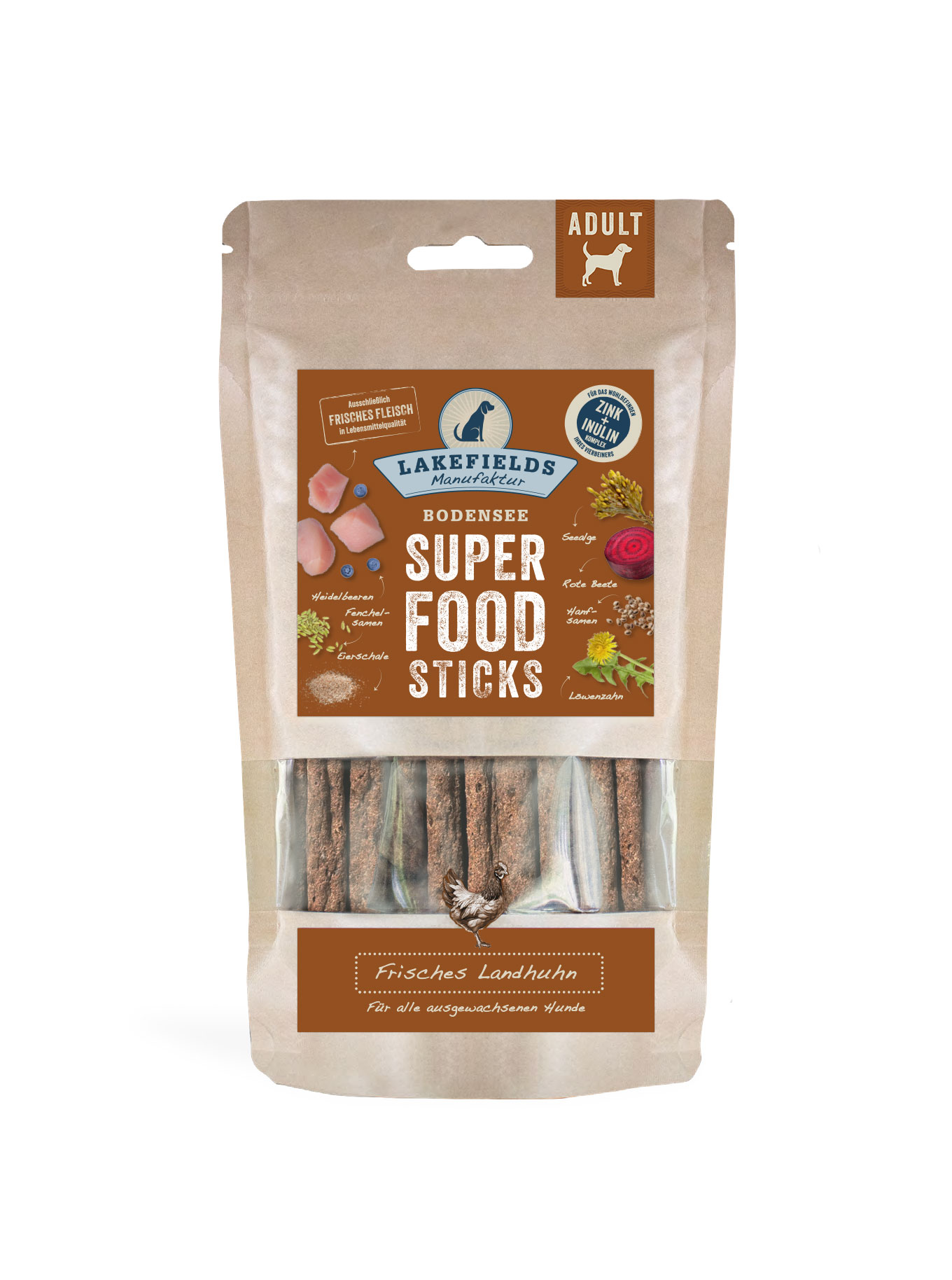 Lakefields SUPERFOOD Premium Sticks Landhuhn 130g
