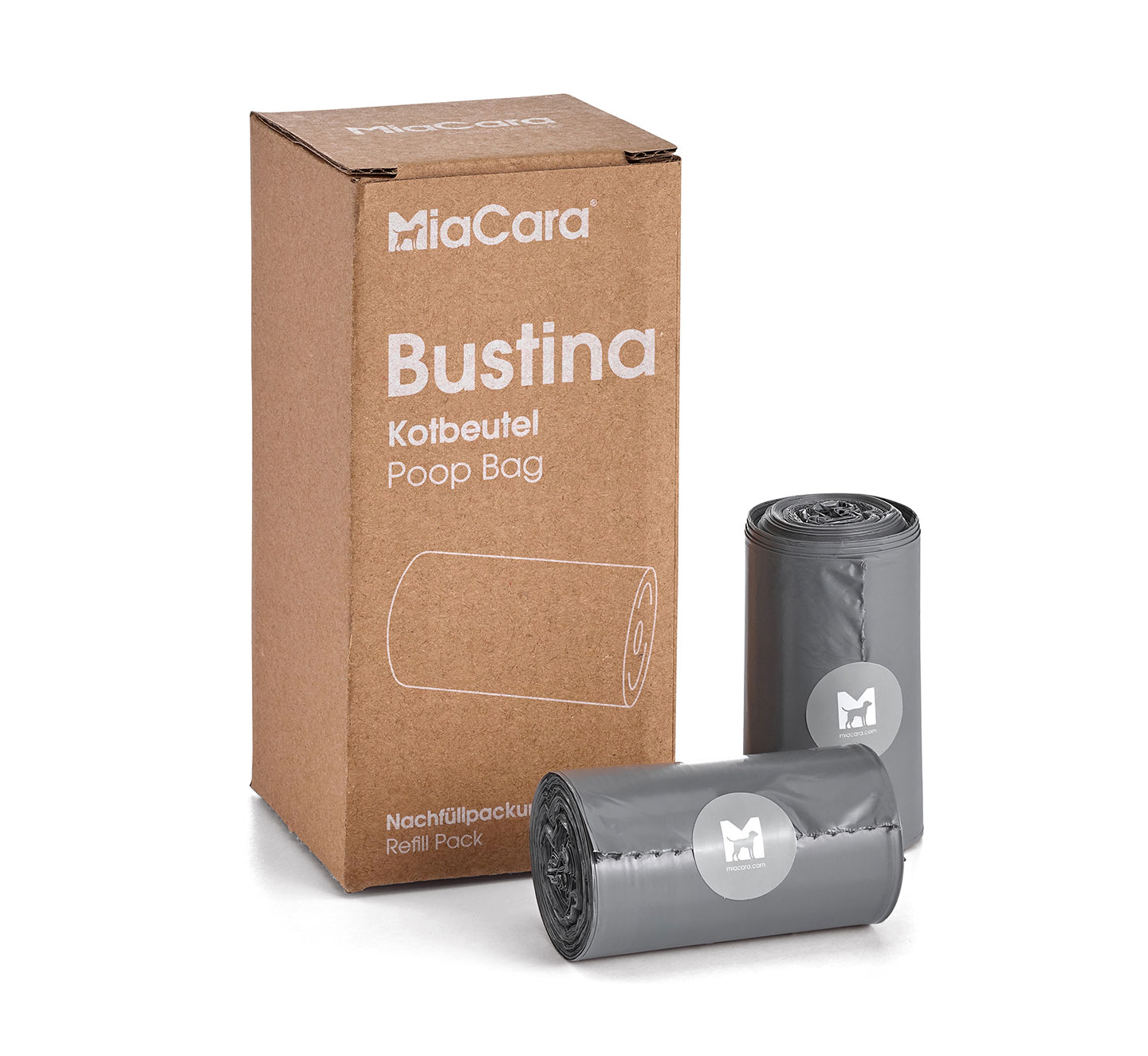 MiaCara Bustina, Hundekotbeutel, 8-er Pack, grau