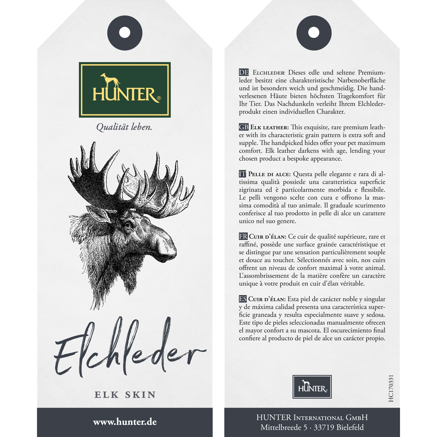 Hunter Führleine Round & Soft Elk, Leder