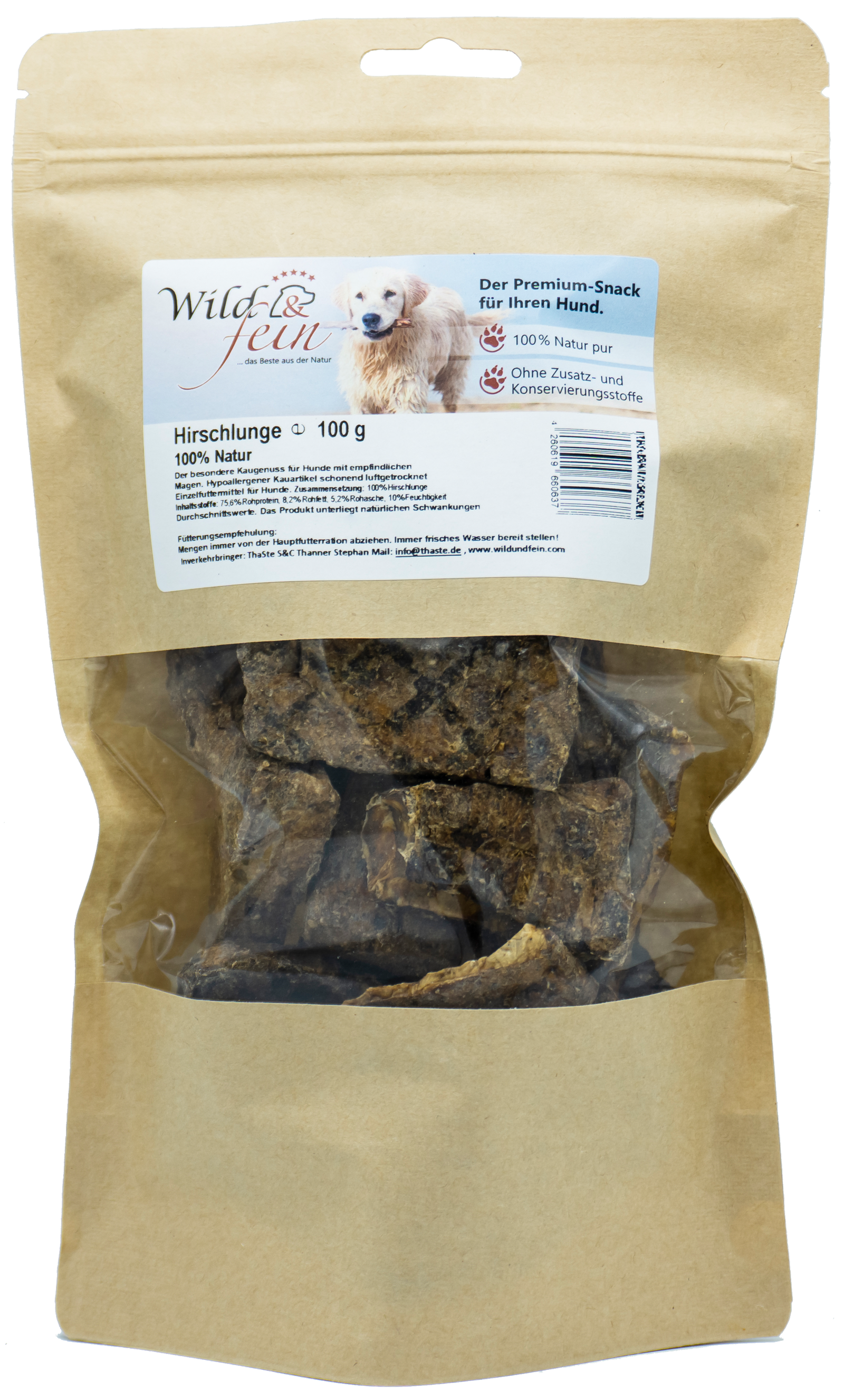 Wild & Fein Hirschlunge getrocknet 100g