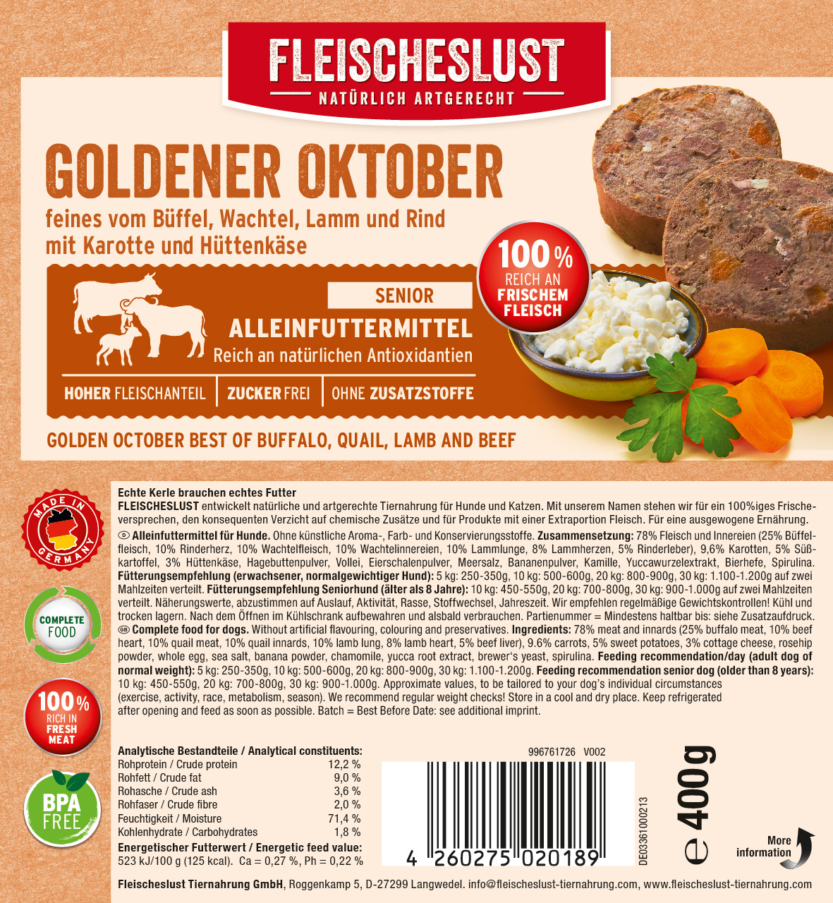 Fleischeslust Senior-Menü
