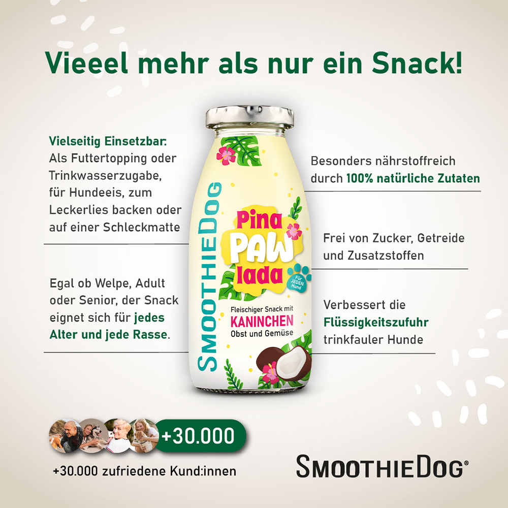 SmoothieDog Summer-Edition PinaPawLada 250ml (Limited Edition 2025)