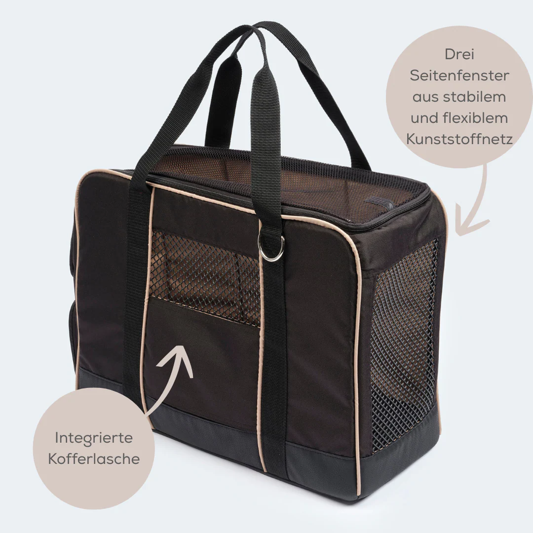 Leopold's Finest Flugtasche für Dackel und kleine Hunde mit orthopädischer Matratze schwarz